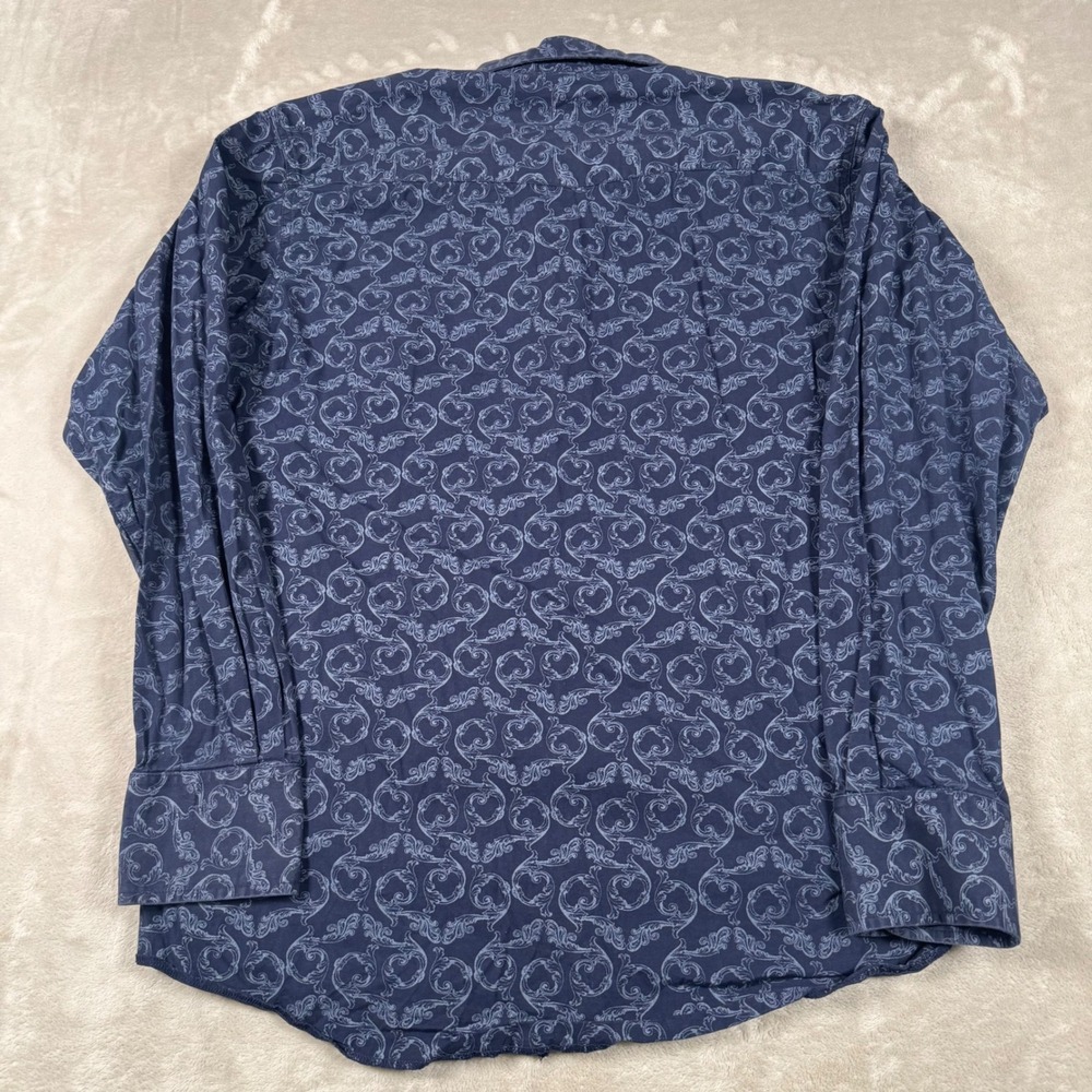 Ariat Button Down Shirt Mens Large Navy Blue Scroll Paisley Western Long Sleeve - Picture 7 of 7